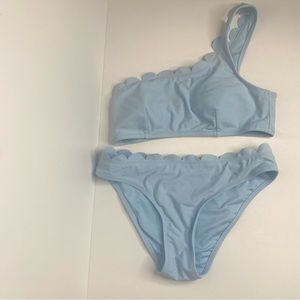 Cupshe size Small One Shoulder Scalloped edge bikini blue